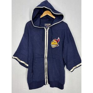 Cleveland Indians Cooperstown Collection Majestic Hooded Jacket Mens Blue L NWOT